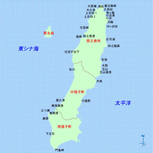 種子島の釣りポイントマップ