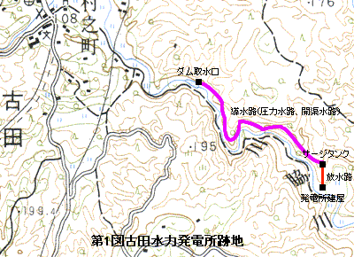 古田水力発電所跡地地図
