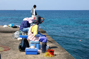 花里崎漁港の防波堤での釣り