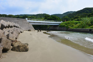 海岸付近の河口から撮影した向井川