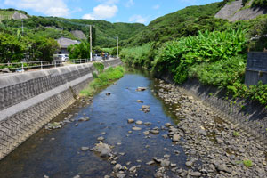 大川川橋から上流側を撮影した風景写真