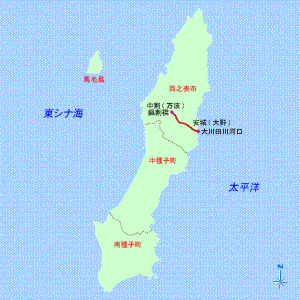 大川田川の流域の地図