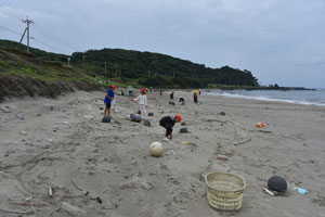 海岸での清掃活動