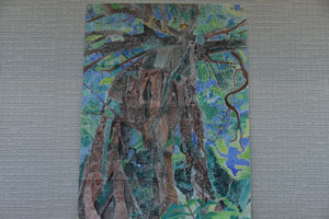 奥神社のアコウの大木を描いた作品